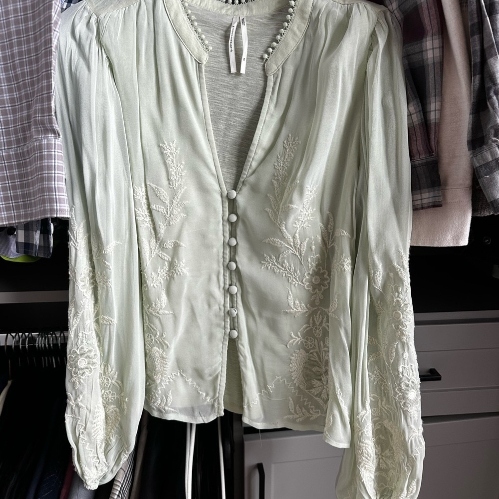 Anthropologie light green top